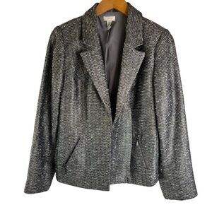 Chicos Silver Sparkly Mettalic Dressy Blazer Event Career‎ Sz Chicos 1/SM/MD